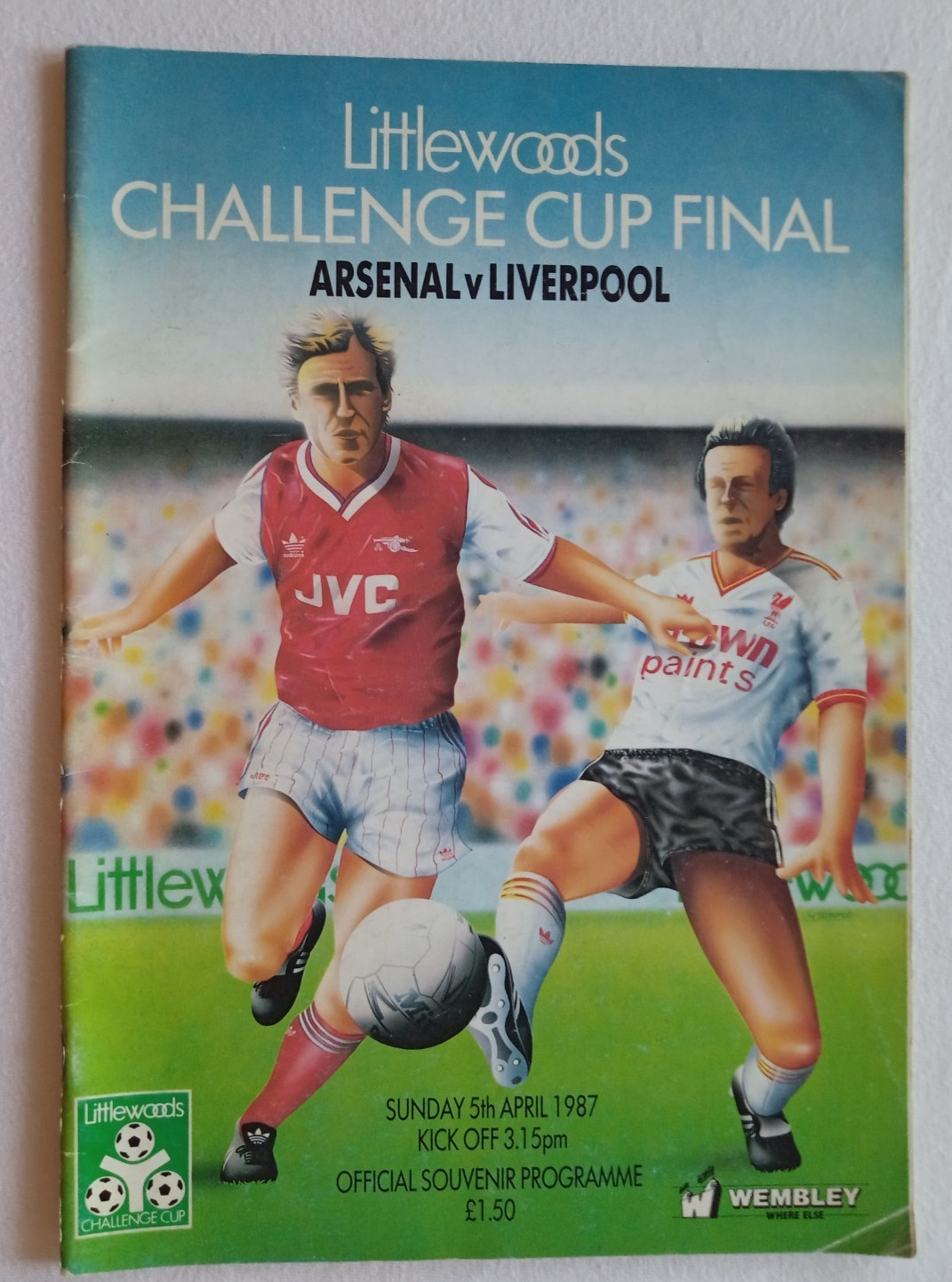 Genuine PRG England League Cup 1986/87 FINAL ARSENAL FC V FC LIVERPOOL Top