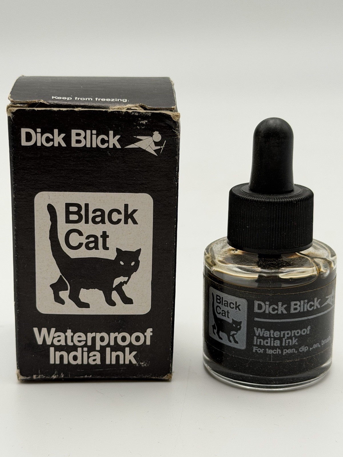 VINTAGE DICK BLICK BLACK CAT WATERPROOF INDIA INK ART MATERIALS HALLOWEEN 🎃ADV