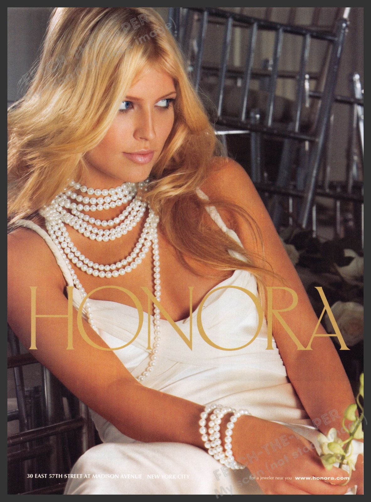 Honora Jewelry 2000s Print Advertisement 2007 Pearls Beautiful Blonde Model