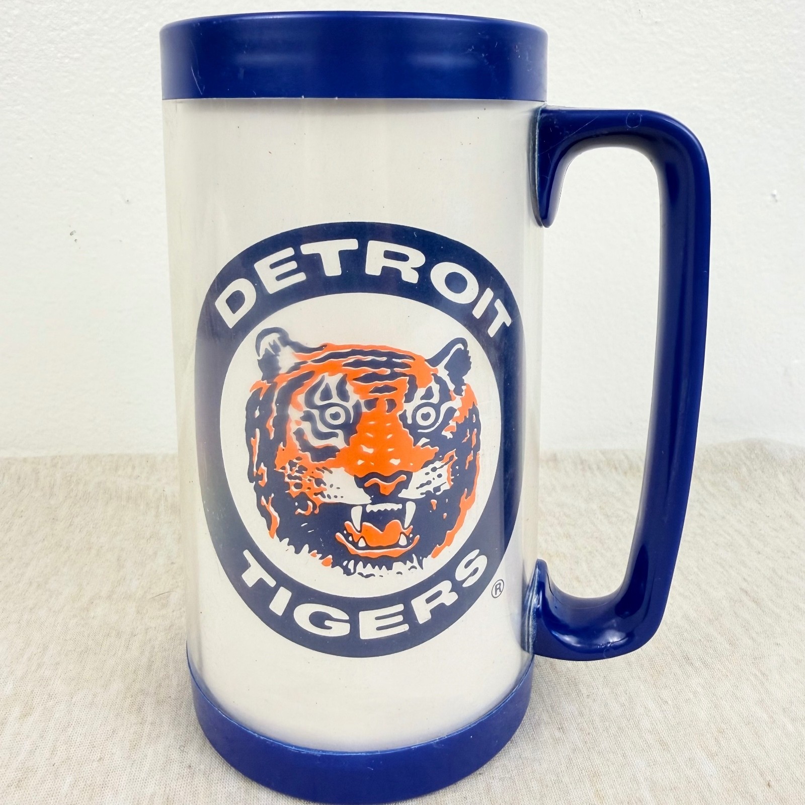 Vintage 1980s Detroit Tigers Miller Lite Power 96 Plastic Beer Mug Stein