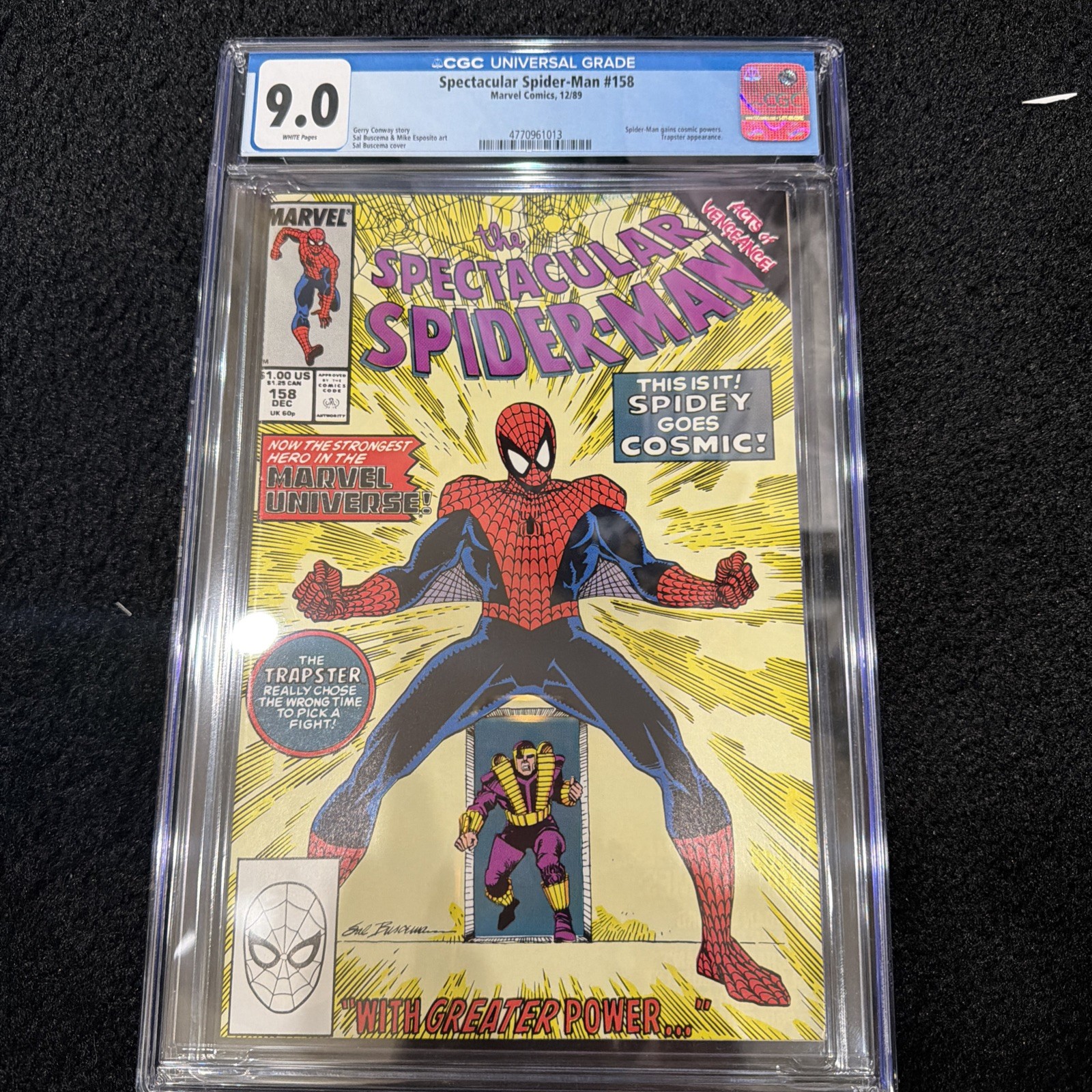 The Spectacular Spider-man #158 CGC 9,0 White Page Cosmic Spider-Man  Very Hot