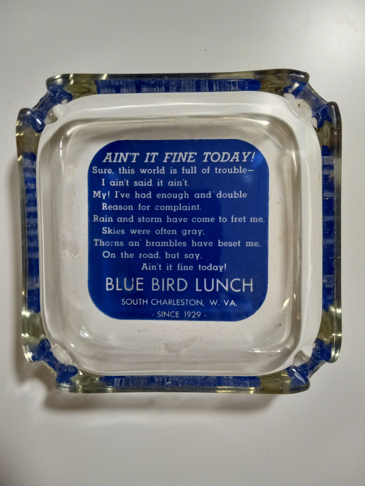 Vintage Blue Bird Lunch Ashtray South Charleston West Virginia Diner Restaurant