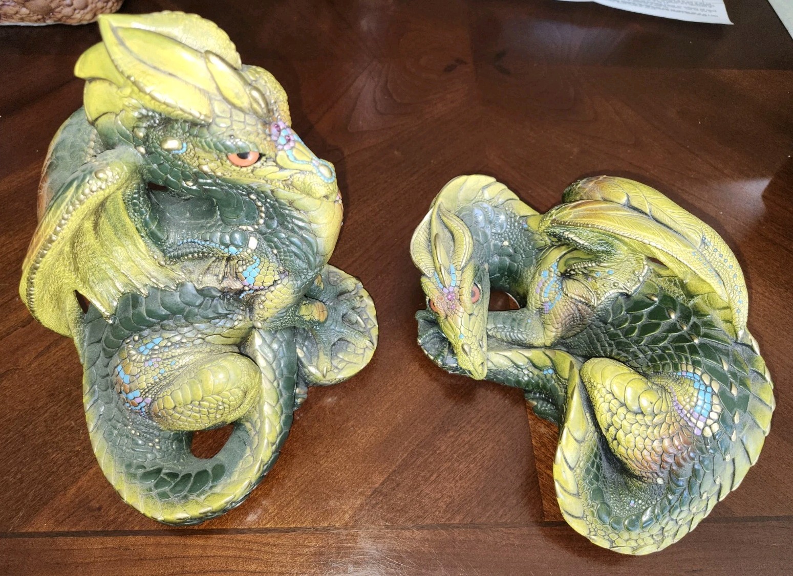 Vintage 1985 Melody Pena Windstone Editions Fantasy Green Dragon Sculptures Lot