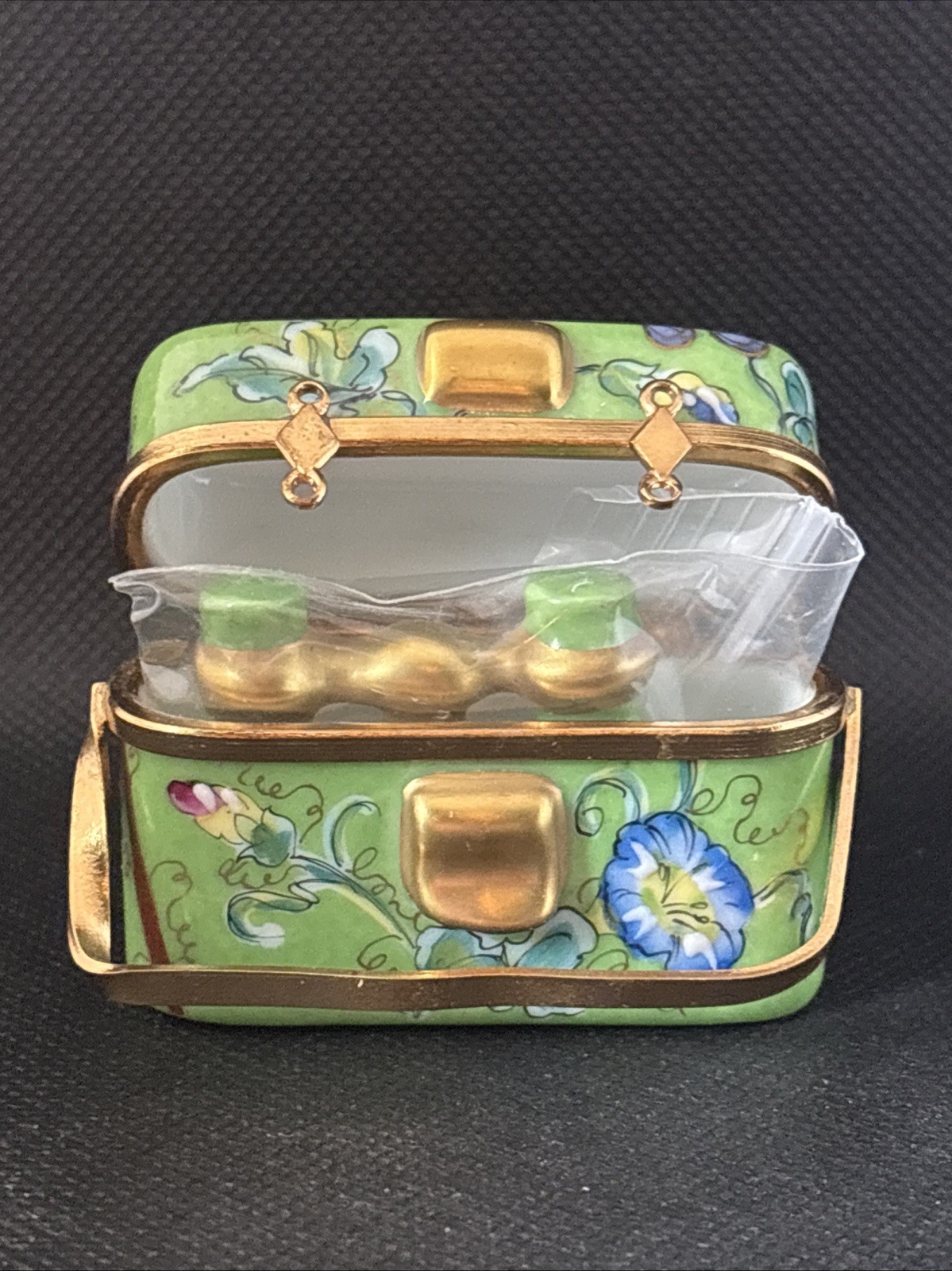 Limoges Basket Of Binoculars Trinket Box