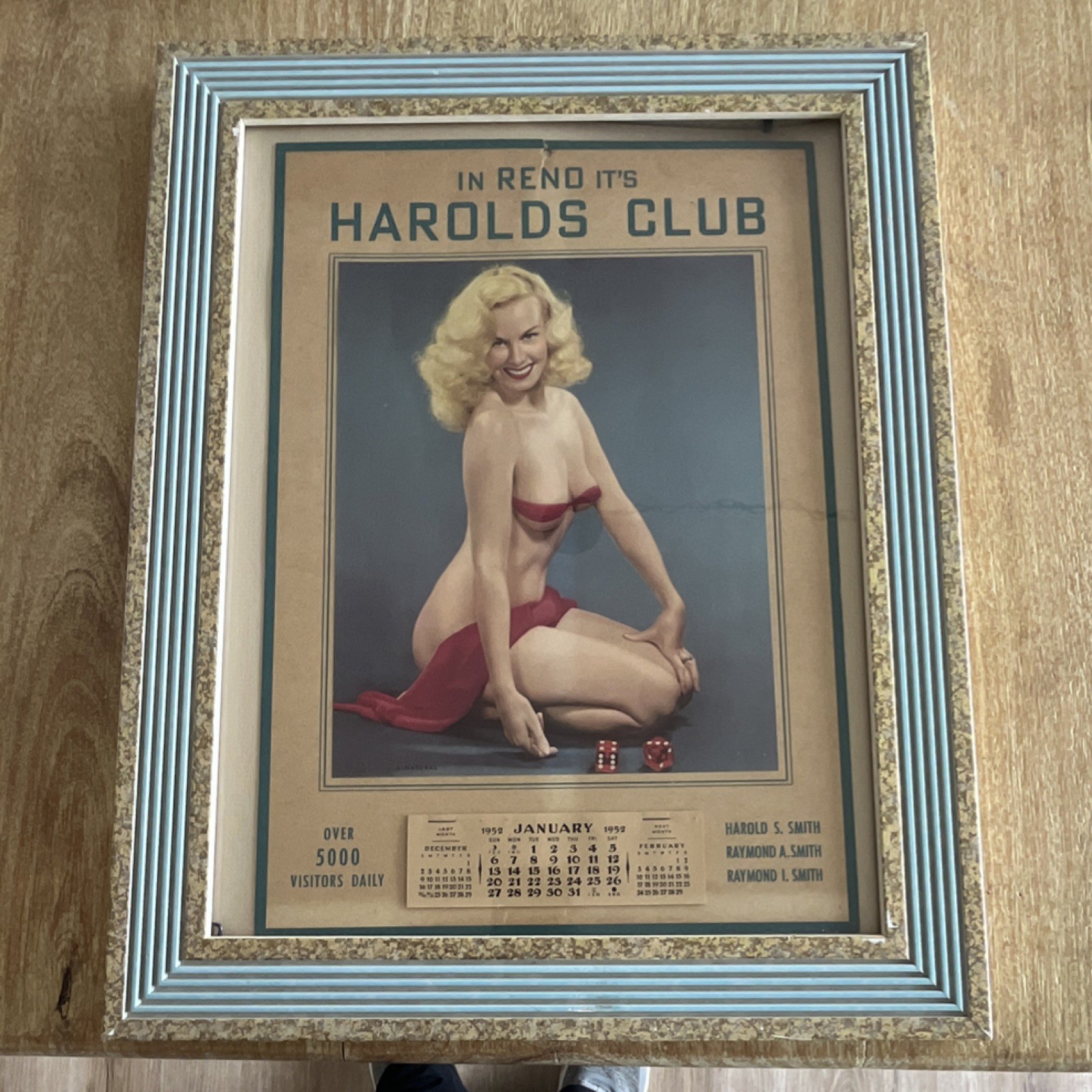 Framed 1952 Harold’s Club Pin Up Art