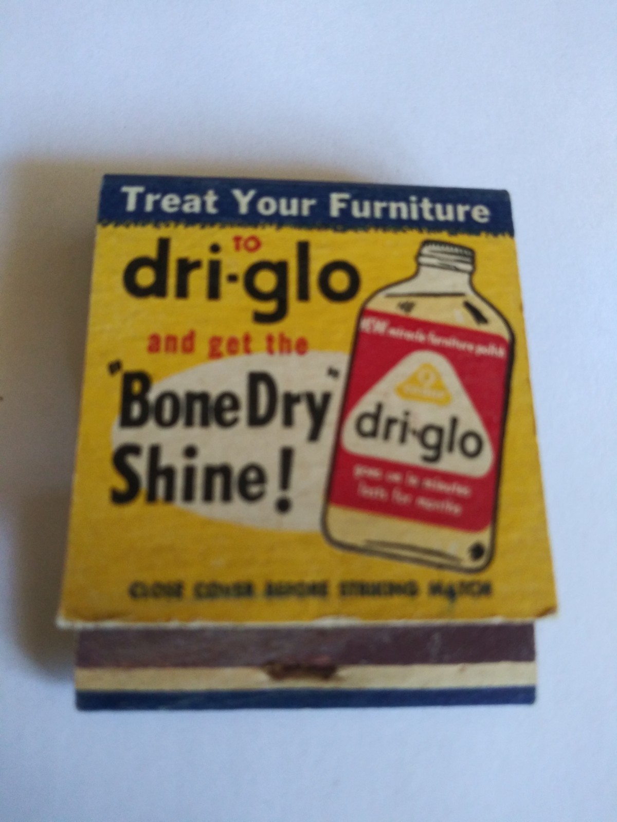 Rare Vintage Matchbook Collectible Ephemera Dri-glo Bone Dry Shine