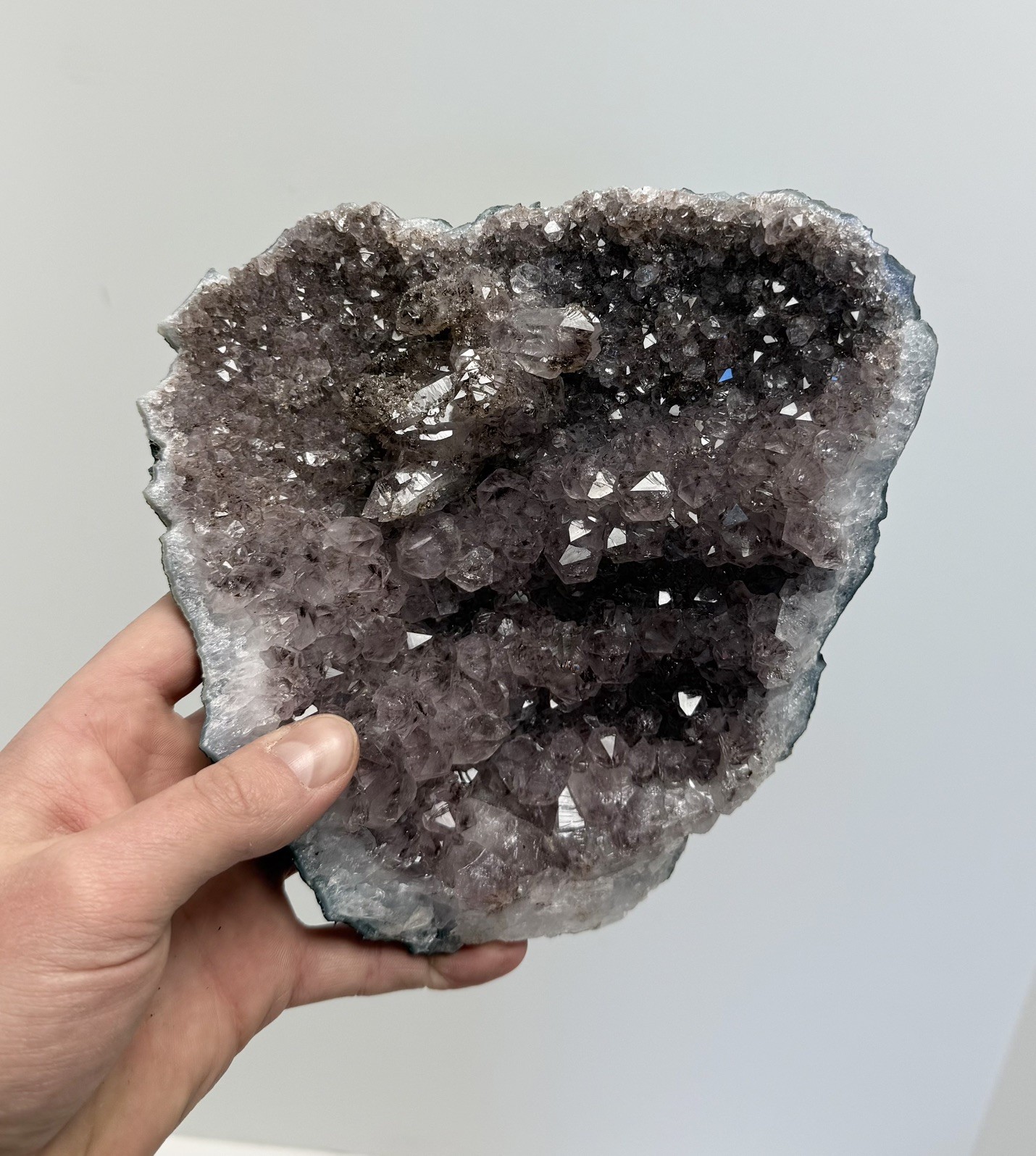 Large Amethyst Cluster Extra Quality Beautiful Purple w/ Wood Base