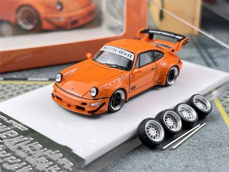 1:64 Diecast Alloy Model 964 RWB Orange Widebody Custom Collectible