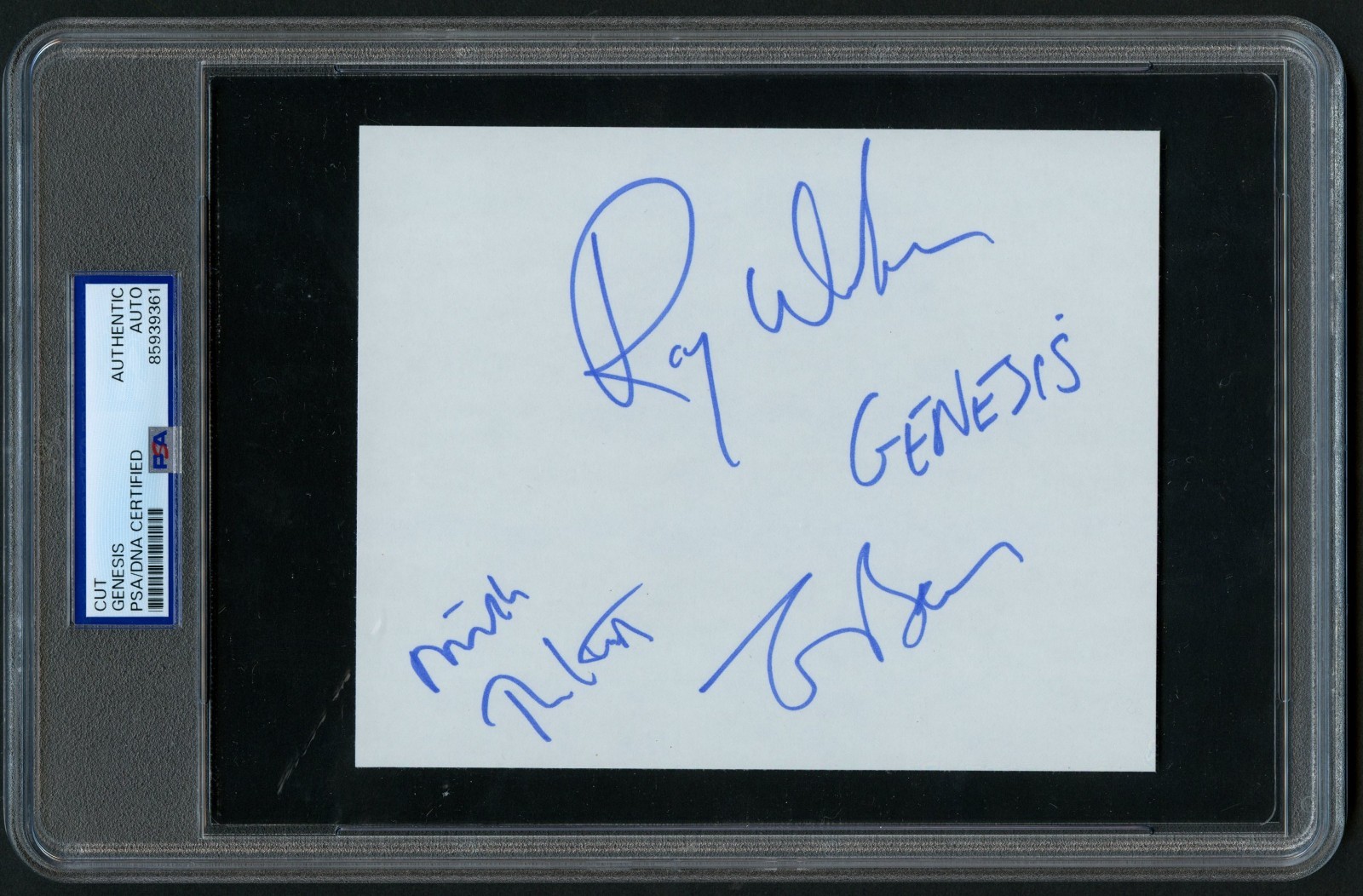Genesis (Tony Banks, Mike Rutherford & Ray Wilson) signed 5x6 Rock Band RC PSA