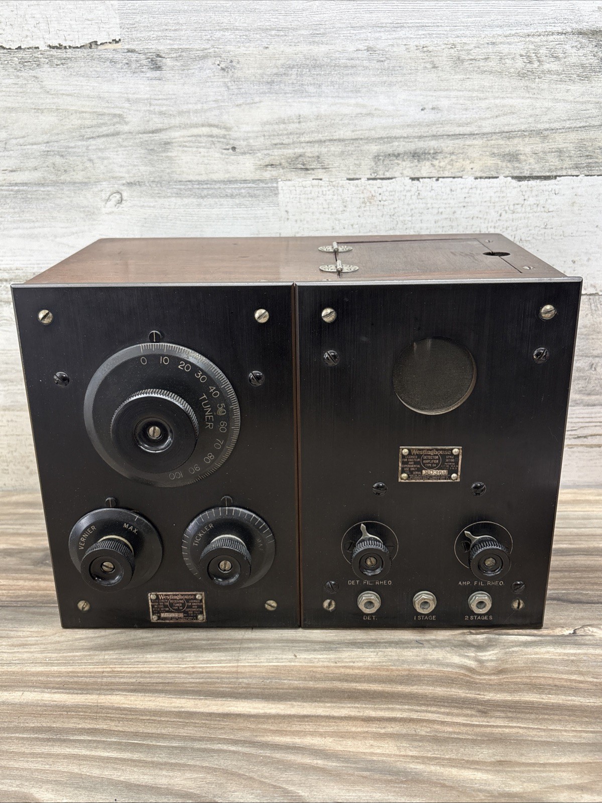 1920's Westinghouse RA/DA Amateur Experimental Radio Receiver Detector Amplifier