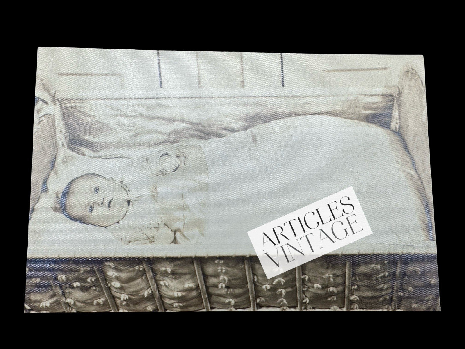 Antique Baby Photo Park Ridge Illinois Crib Langlois Infant Portrait Americana