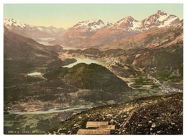 Photo:Upper Engadine Grisons Switzerland 1890s Mountain Valley View
