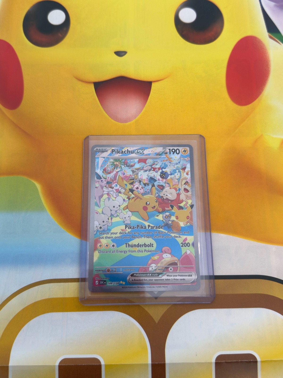 Pikachu EX SIR 149/128 Pokémon 30th Anniversary Pack Fresh Mint