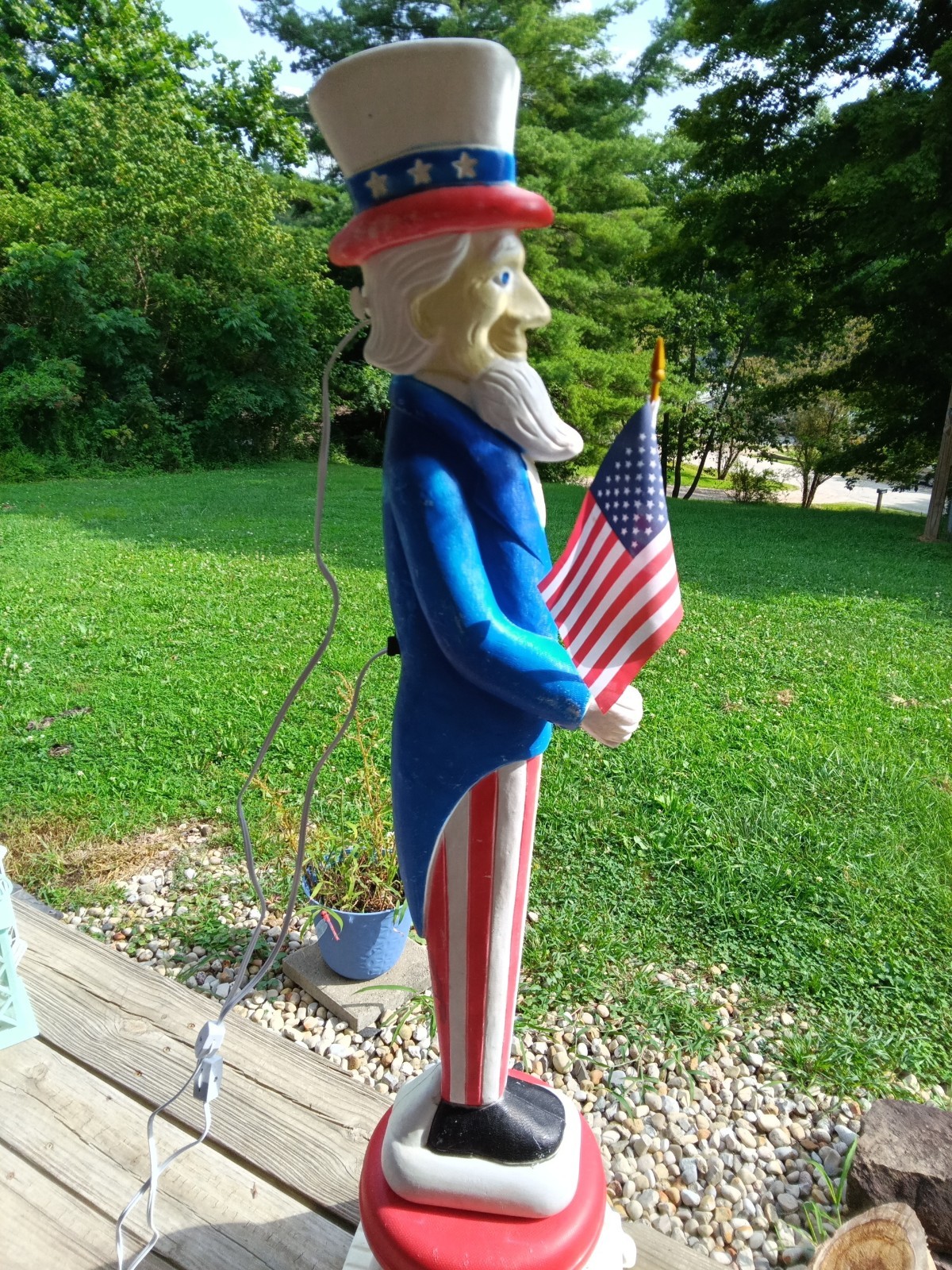 Blow Mold 96 Vintage Uncle Sam With Flag Made In America Union Products LIGHTED