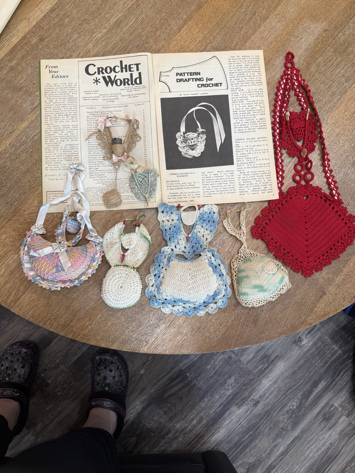 Lot Of Vintage Crochet Wishbone Pincushions Thimble Holders Collection Of 7
