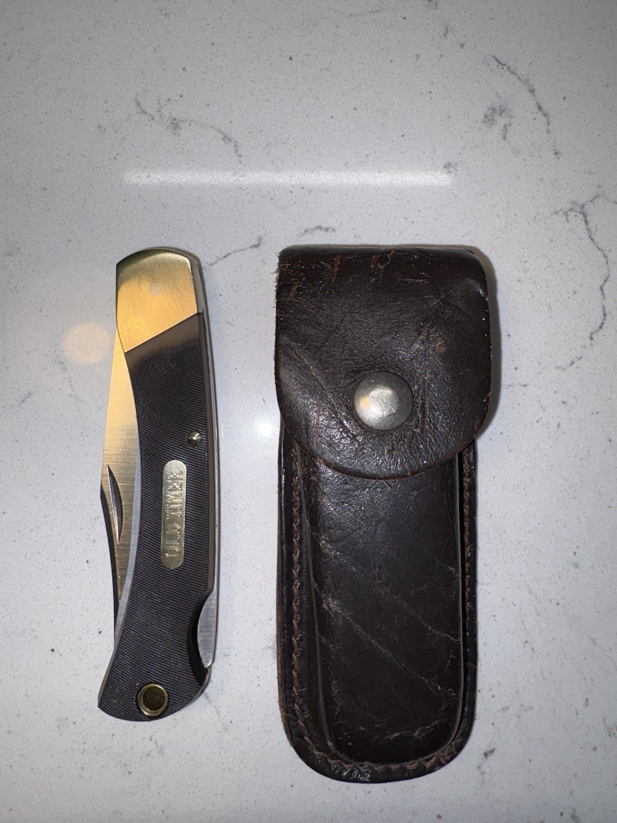 Old Timer SCHRADE USA Made 6OT Lockback Knife With Leather Sheath CLEAN AND WAX