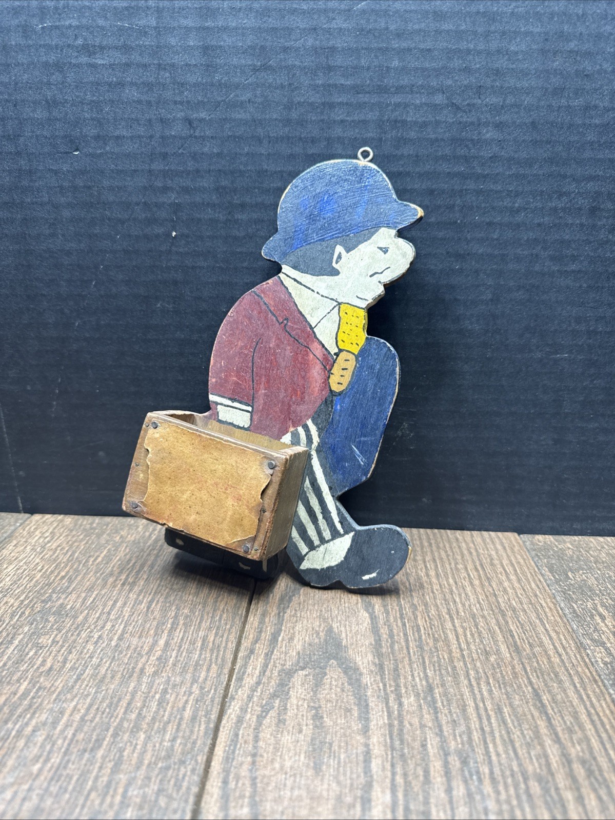 Vintage Wooden Folk Art HOBO Match Book Holder