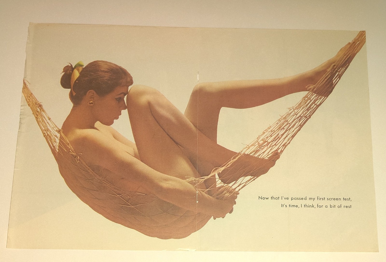 Vintage 1950s Bettie Page Pinup Photo Art Happy Birthday Cake Magazine Layout...
