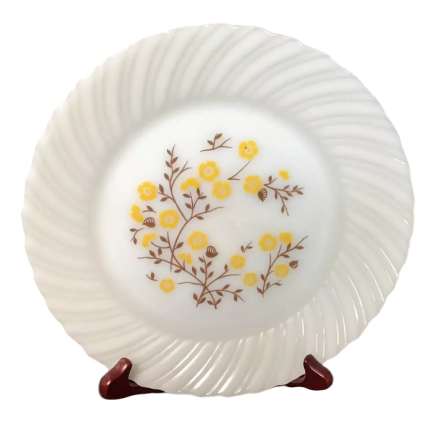 Vintage 4 Termocrisa Mexico Milk Glass Dessert Bread Plates Mexican Pyrex Floral