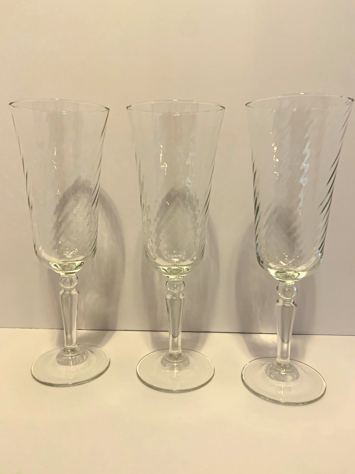 Set (3) Cristal D\'Arques Durand Angelique Clear Champagne Flutes Glass 8.25” VTG