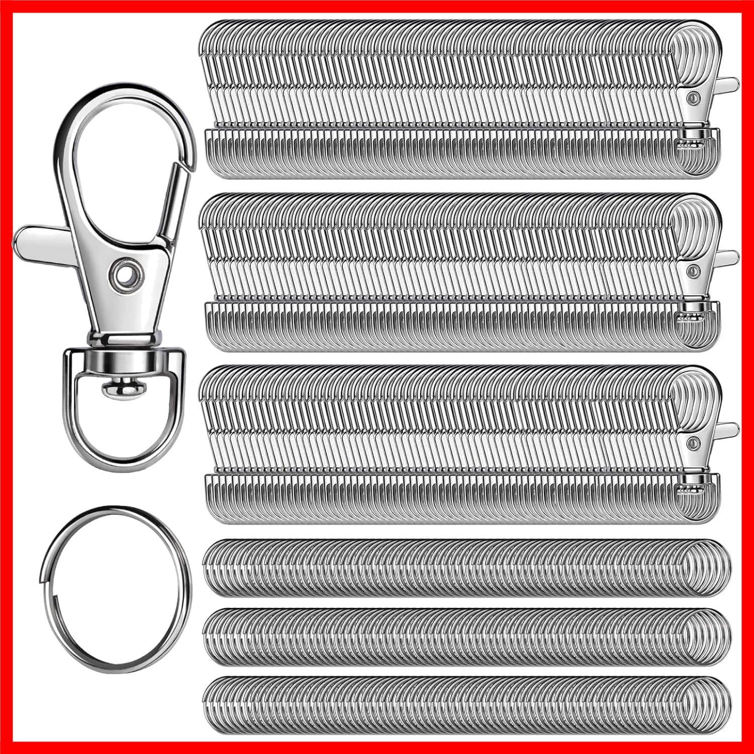 240PCS Sturdy Lobster Clasp & Key Rings Set - Ideal for Crafting and Jewelry