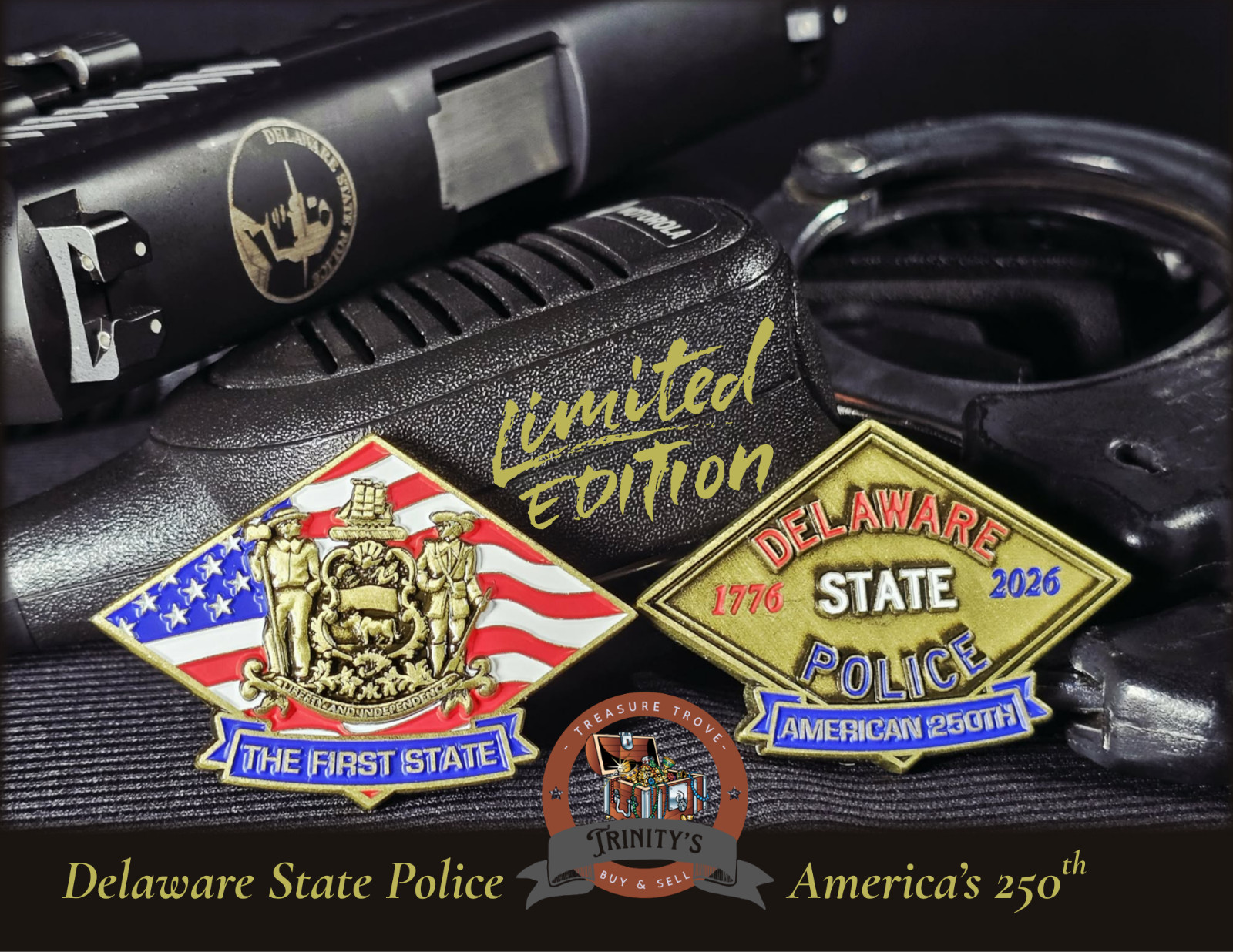Delaware State Police 250th Anniversary Challenge Coin for America RARE LIMITED