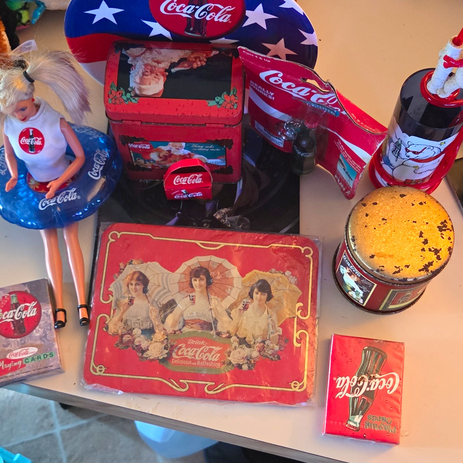 Vintage Coca-Cola Collectibles Lot 13 Tins Trays Playing Cards Coke Advertising