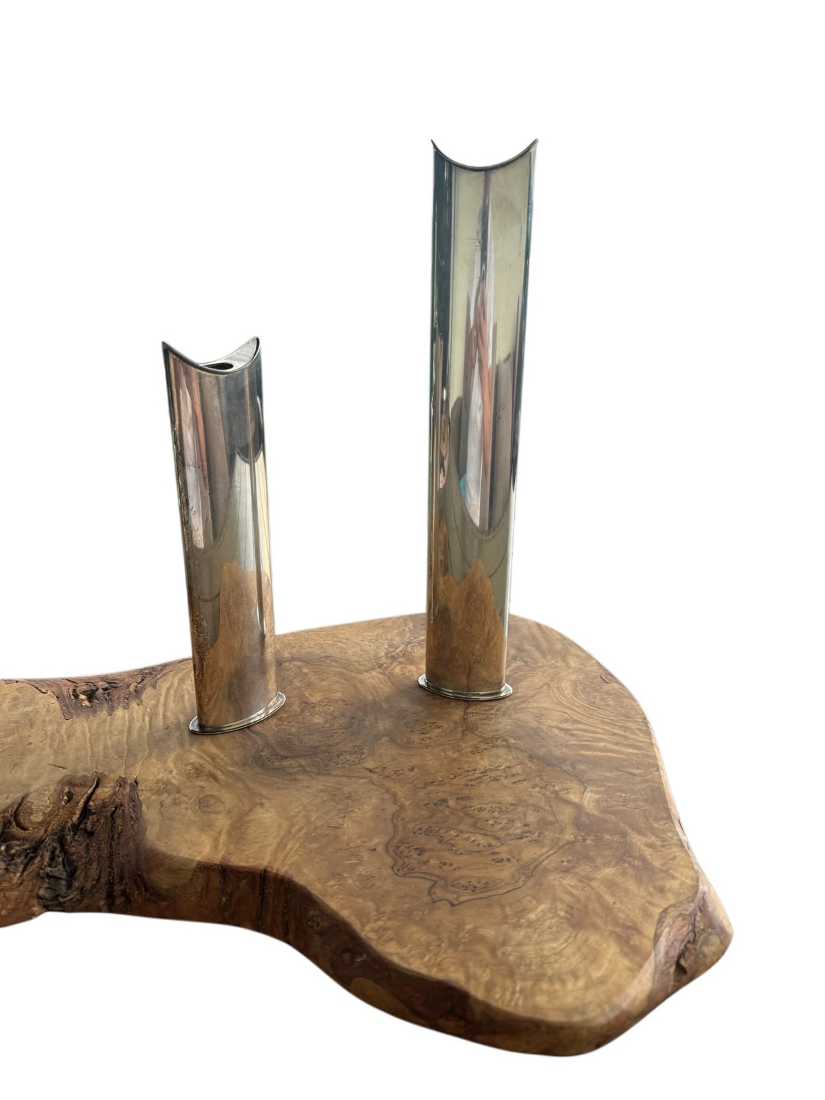 Vintage Lino Sabattini Italy Silver Plated Bud Vases Pair Modernist