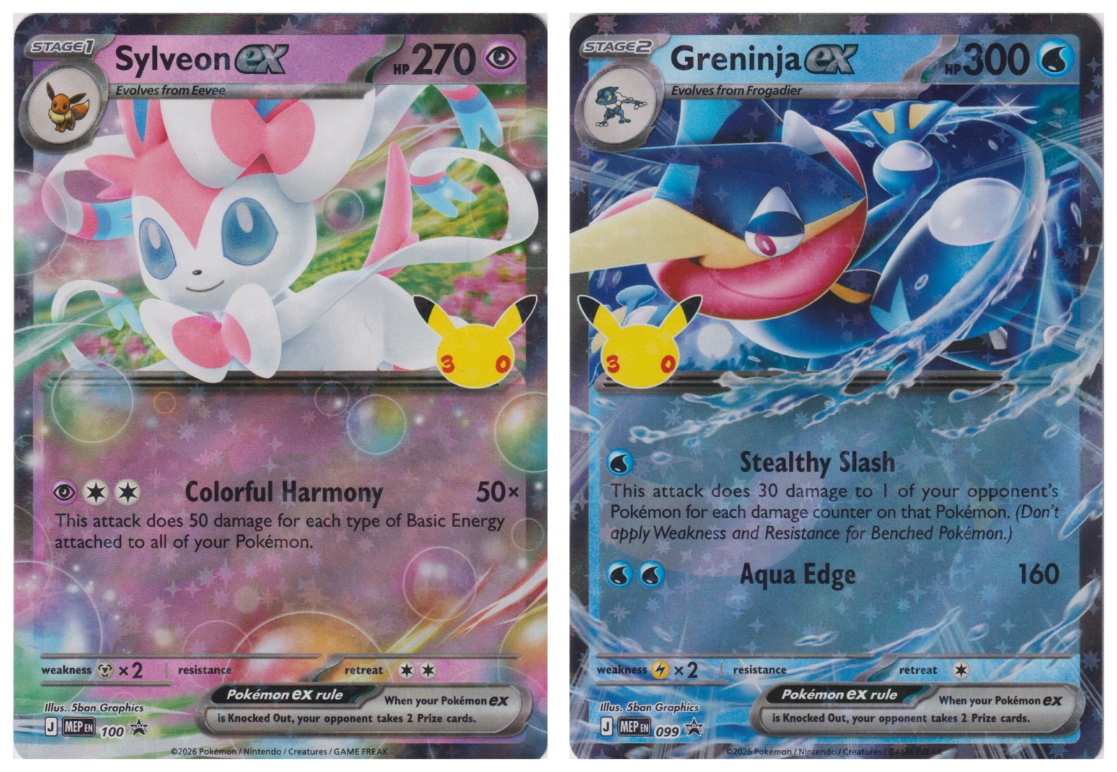 Pokemon Card Lot Sylveon ex 100 Greninja ex 099 Black Star Promo Holo Promos