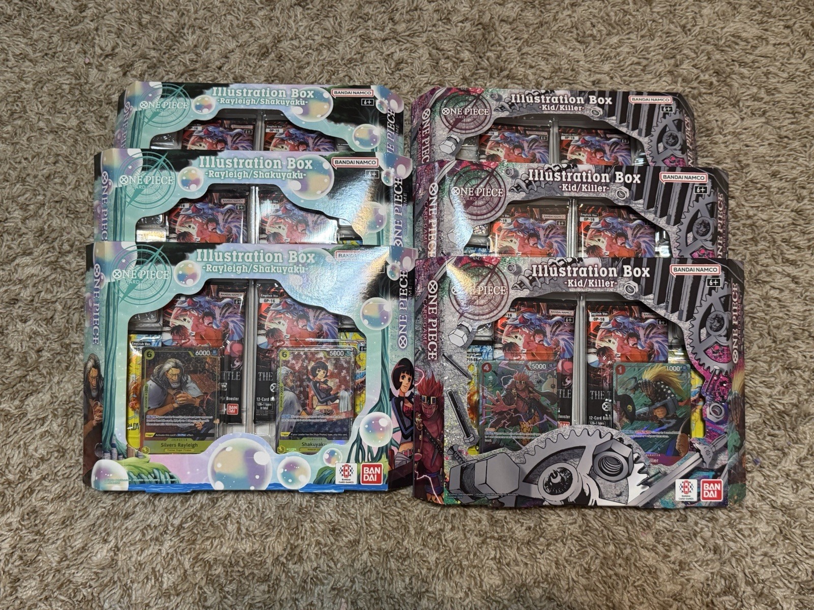 ONE PIECE TCG Illustration Box Vol 7 & 8 Rayleigh/Shakuyaku Kid/Killer SEALED
