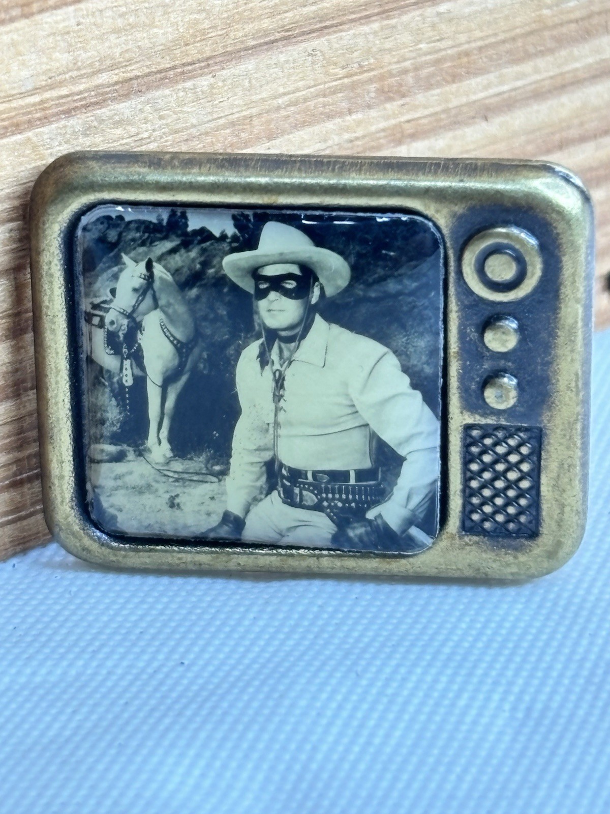 SCARCE 1970's Lone Ranger & Silver Horse Miniature Television Shaped Pin