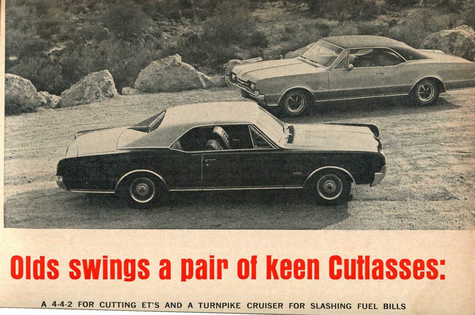 1967 OLDSMOBILE CUTLASS and 4-4-2 HARDTOP ROAD TEST 4 pg Article