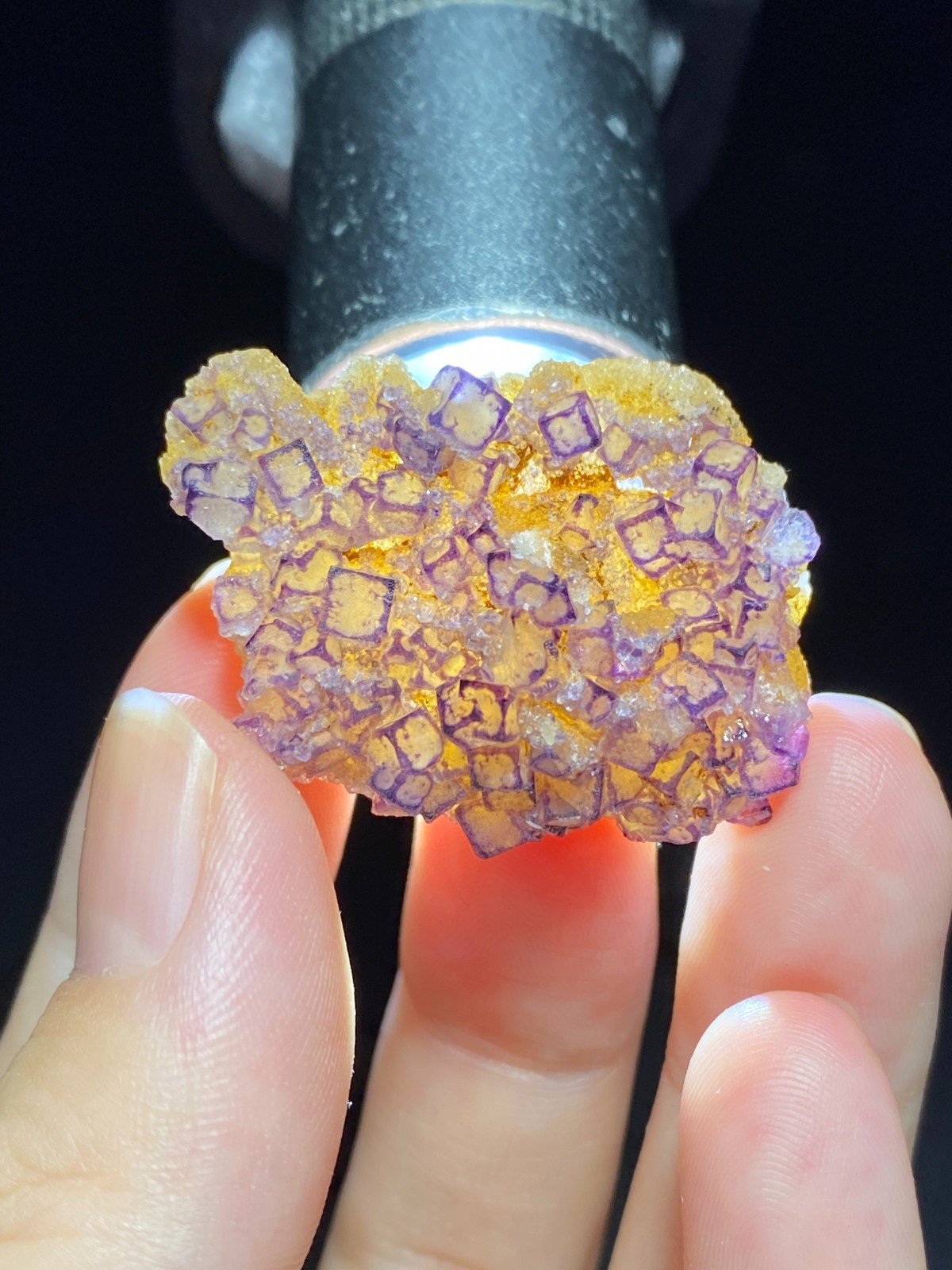 Exquisite Natural Purple-edged Cubic Fluorite Crystal Mineral Specimen,China