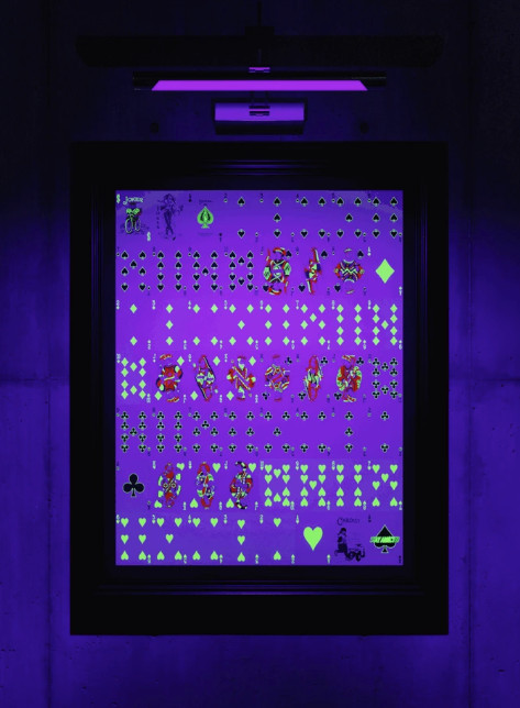 Bicycle NEON UV-GLOW 3 Uncut Sheets ( Pink +  Green + Yellow) Playing cards Rare