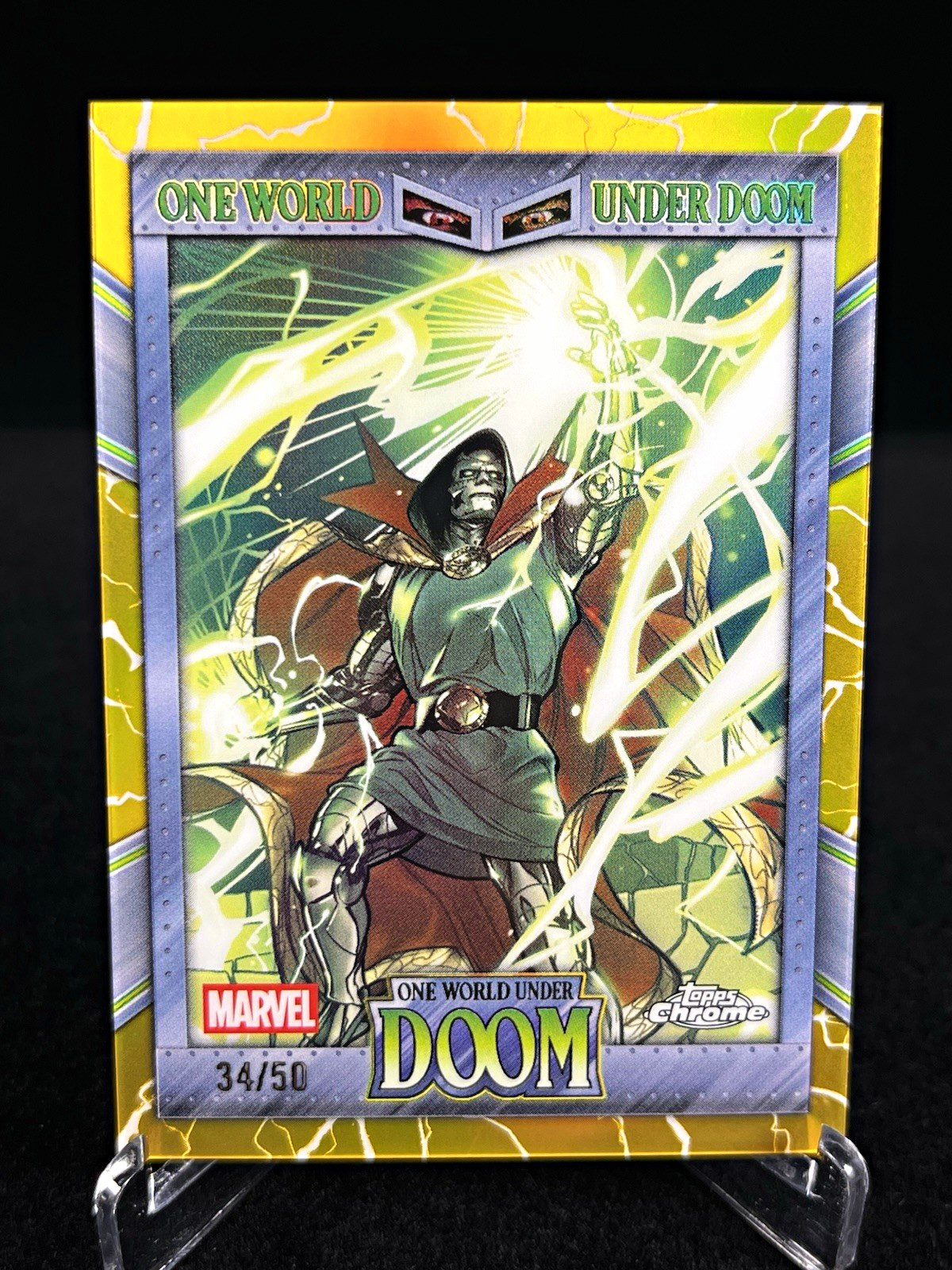 2026 Topps Chrome Marvel One World Under Doom Doctor Doom OW-13 Gold 34/50