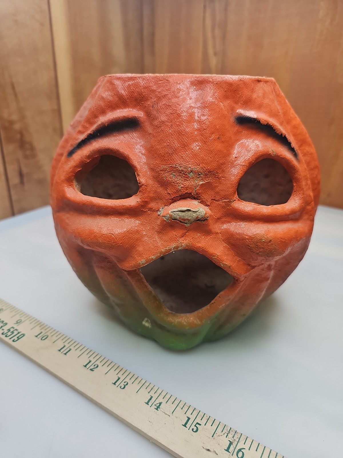RARE VINTAGE HALLOWEEN CHOIR BOY PAPER MACHE JACK O LANTERN 7.5