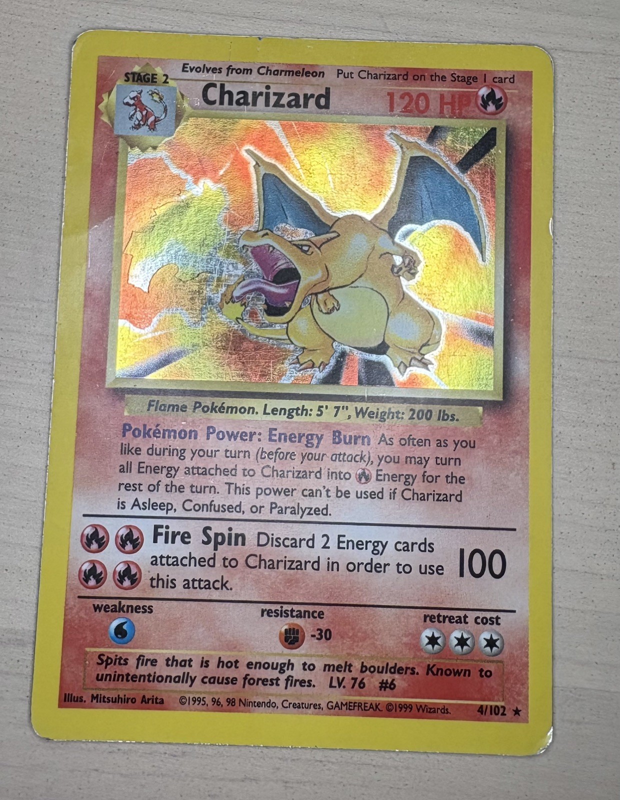 Charizard 4/102 Base Set Holo Rare Pokemon Card
