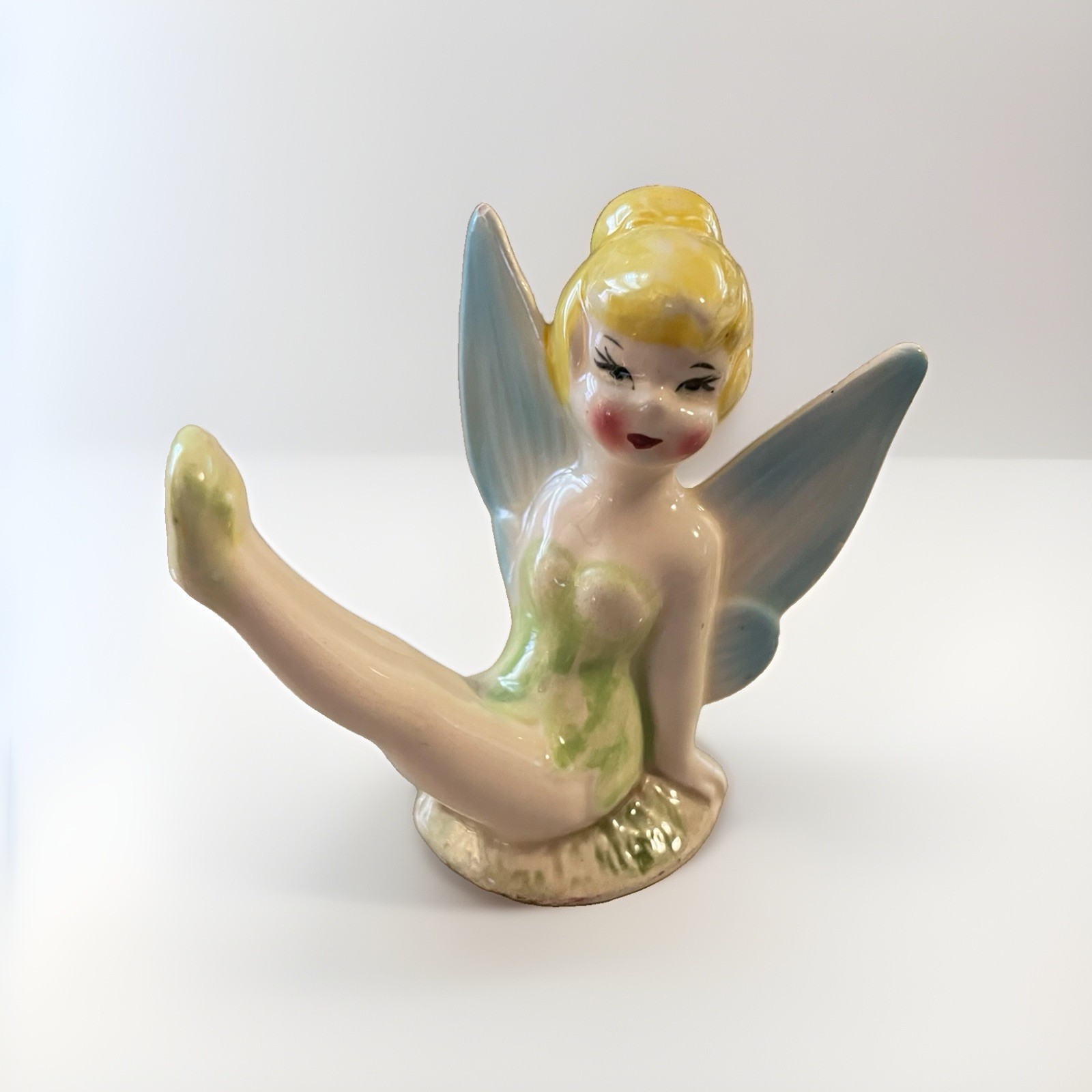 Vintage Enesco Walt Disney Peter Pan Ceramic Tinker Bell Seated Figurine