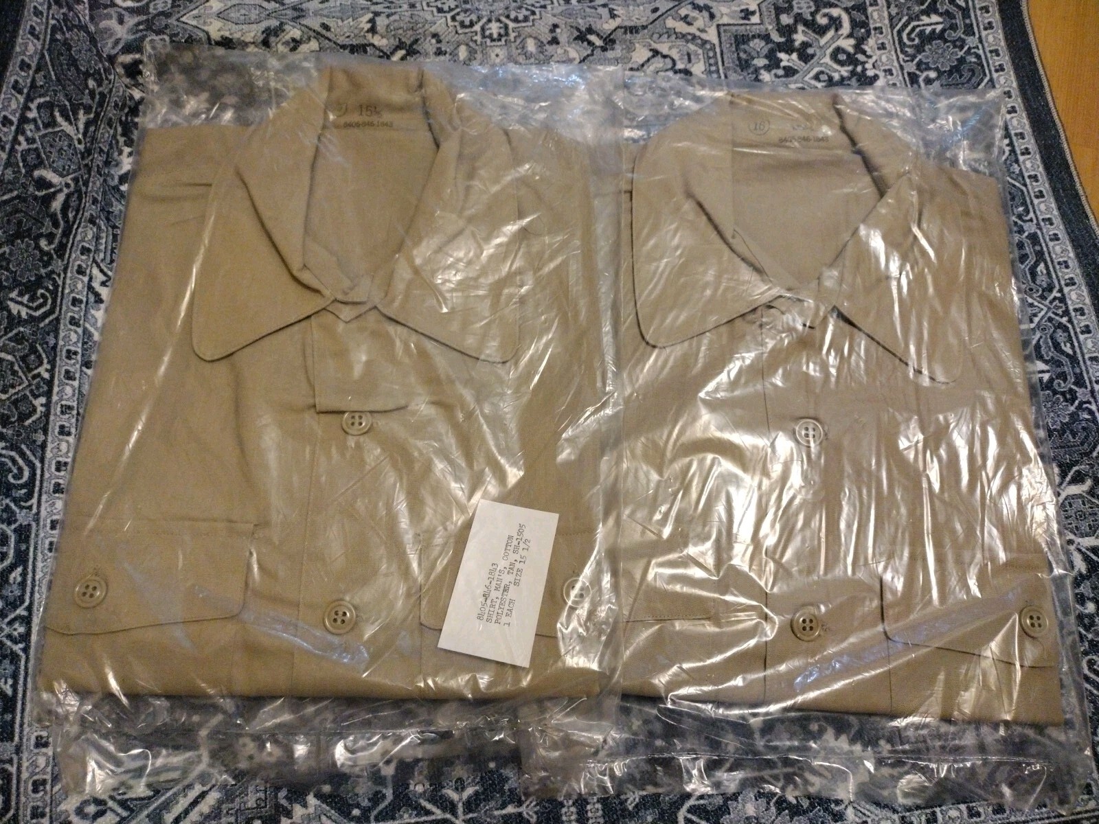2Vtg Deadstock 60s 70s Khaki Sz 15.5 Military US Army Vietnam War Uniform Shirts