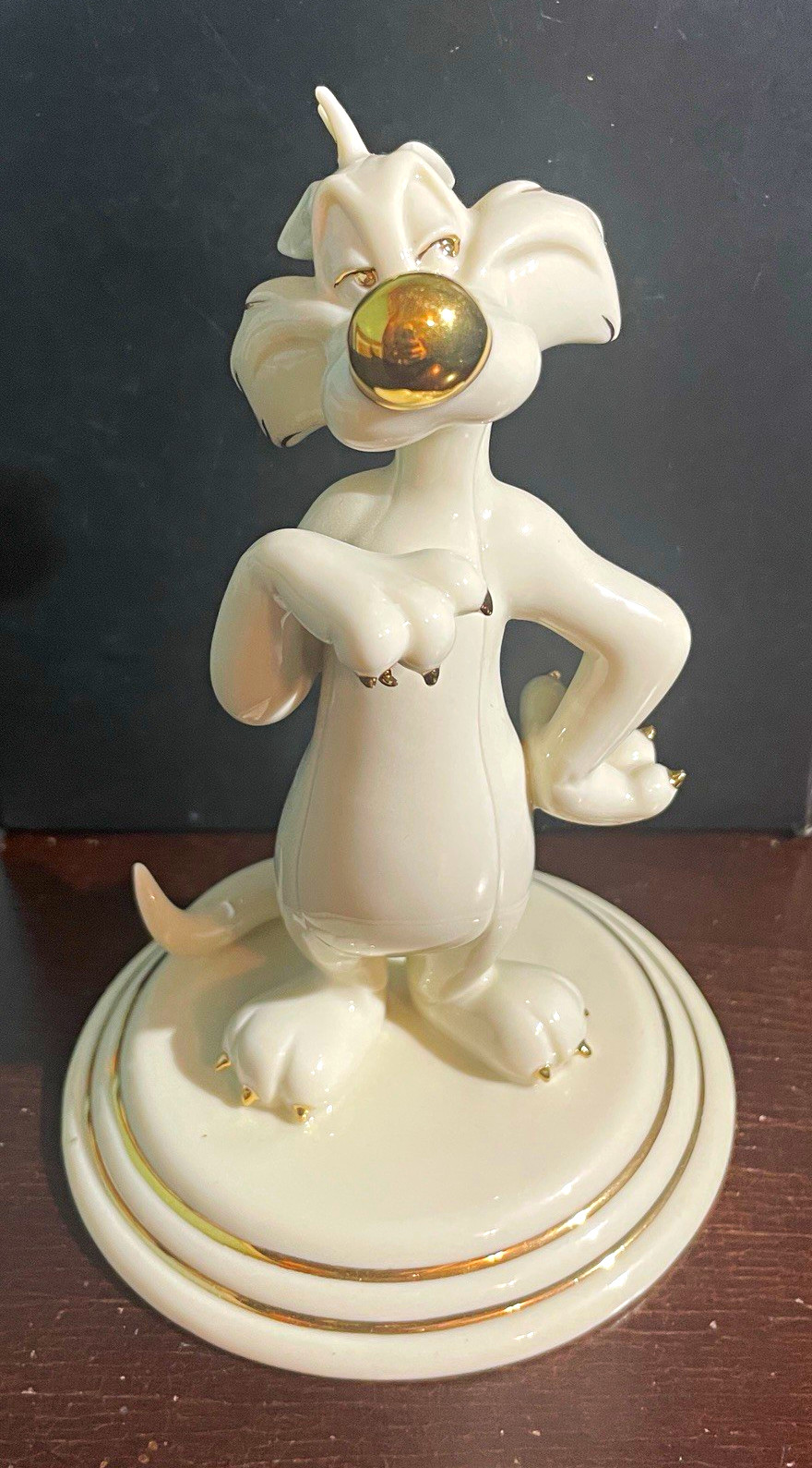 Lenox Sylvester Looney Tunes Porcelain Figurine White & Gold Glossy Handcrafted