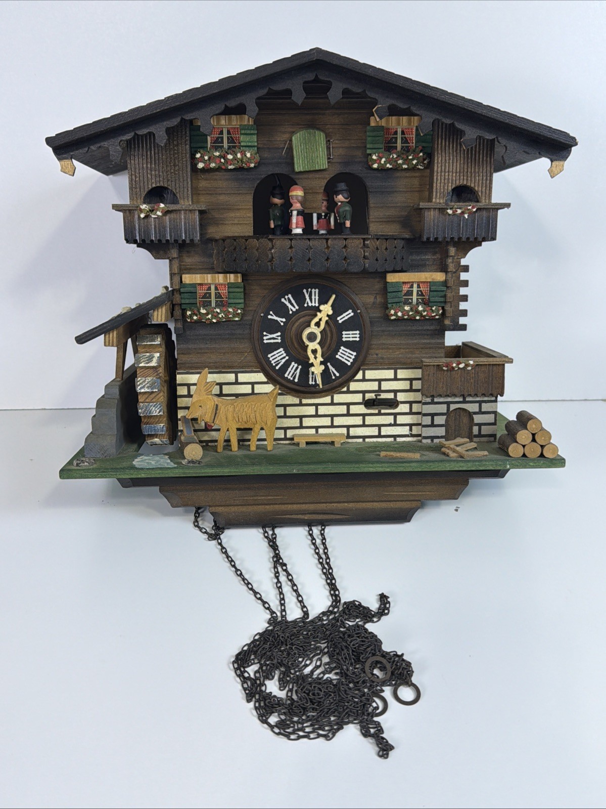 VTG Albert Schwab Cuckoo Clock German Cuendet Musical Prts/Repr NO WEIGHTS+BACK