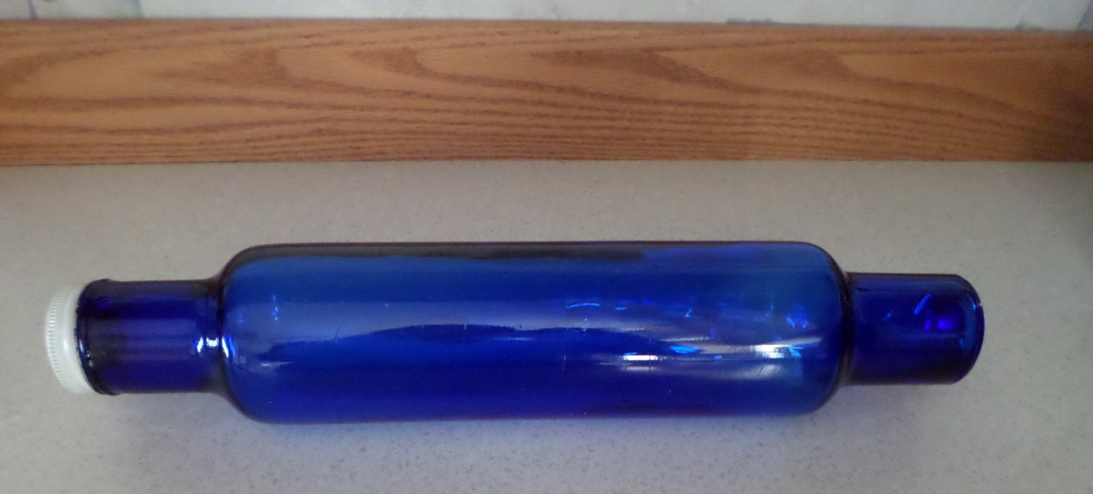 Vintage Cobalt Blue Glass Rolling Pin with Screw On Cap - Chill, fill with Ice