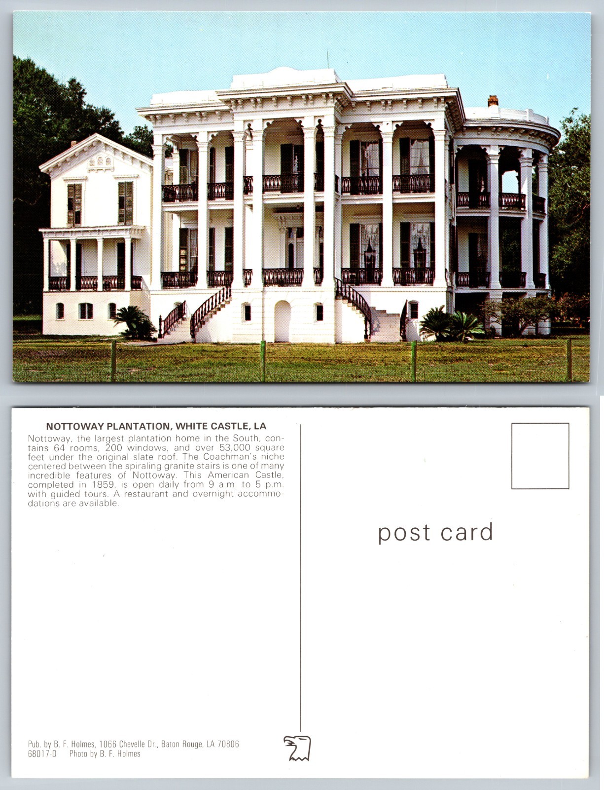 Nottoway Plantation White Castle LA Mansion Postcard