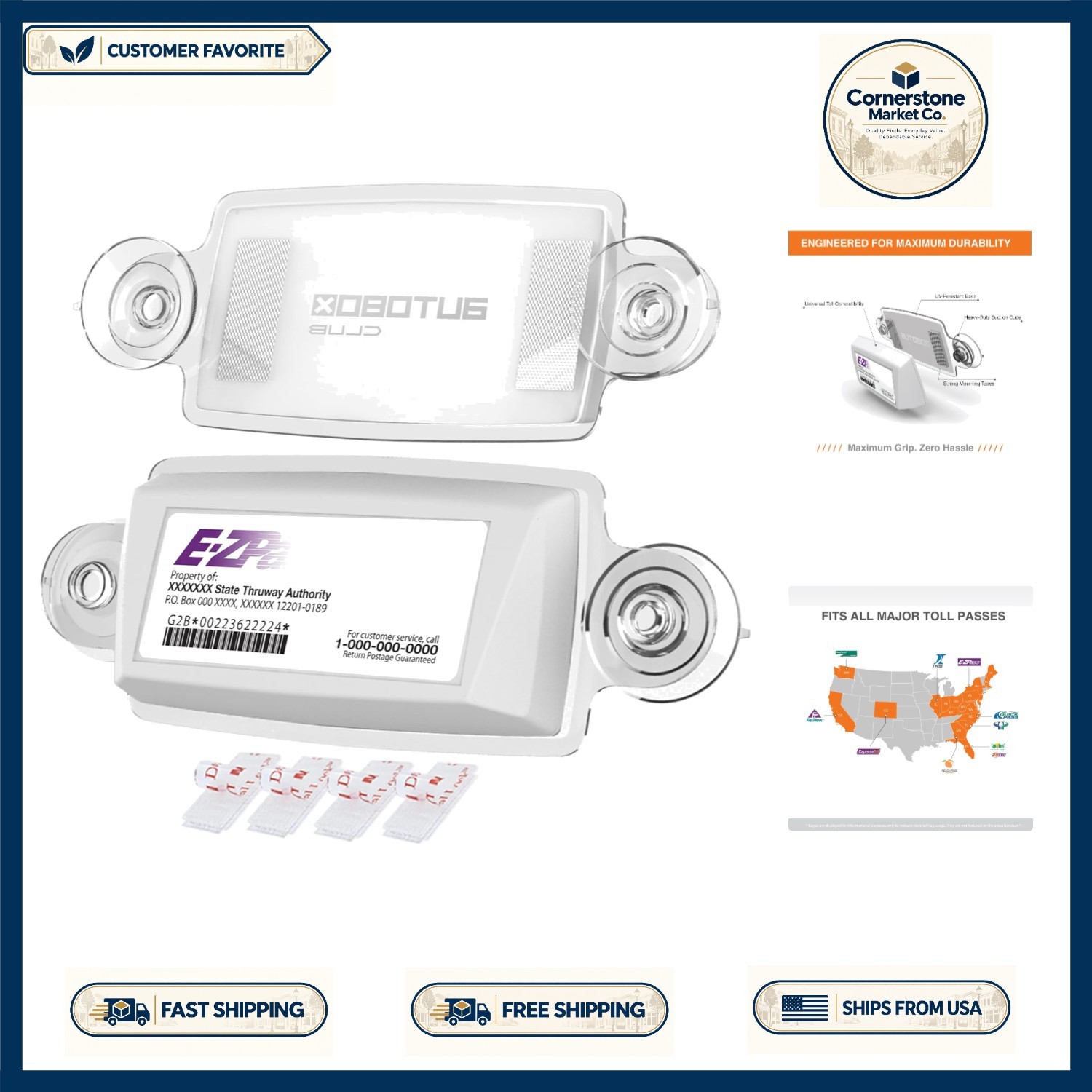 Universal Windshield Toll Pass Holder: Secure UV Protection for All Major Tags