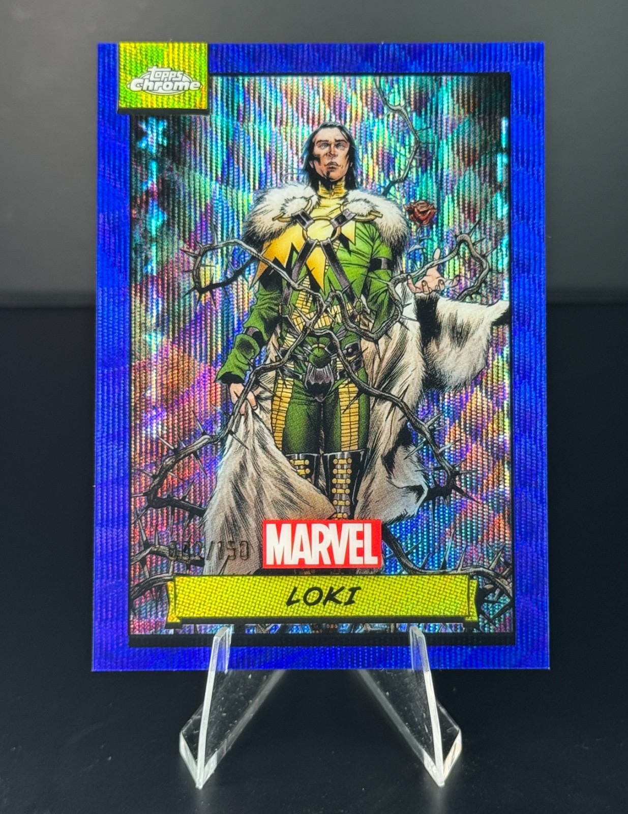 2024 Topps Chrome Marvel - Loki Blue Wave Refractor /150 Avengers #65