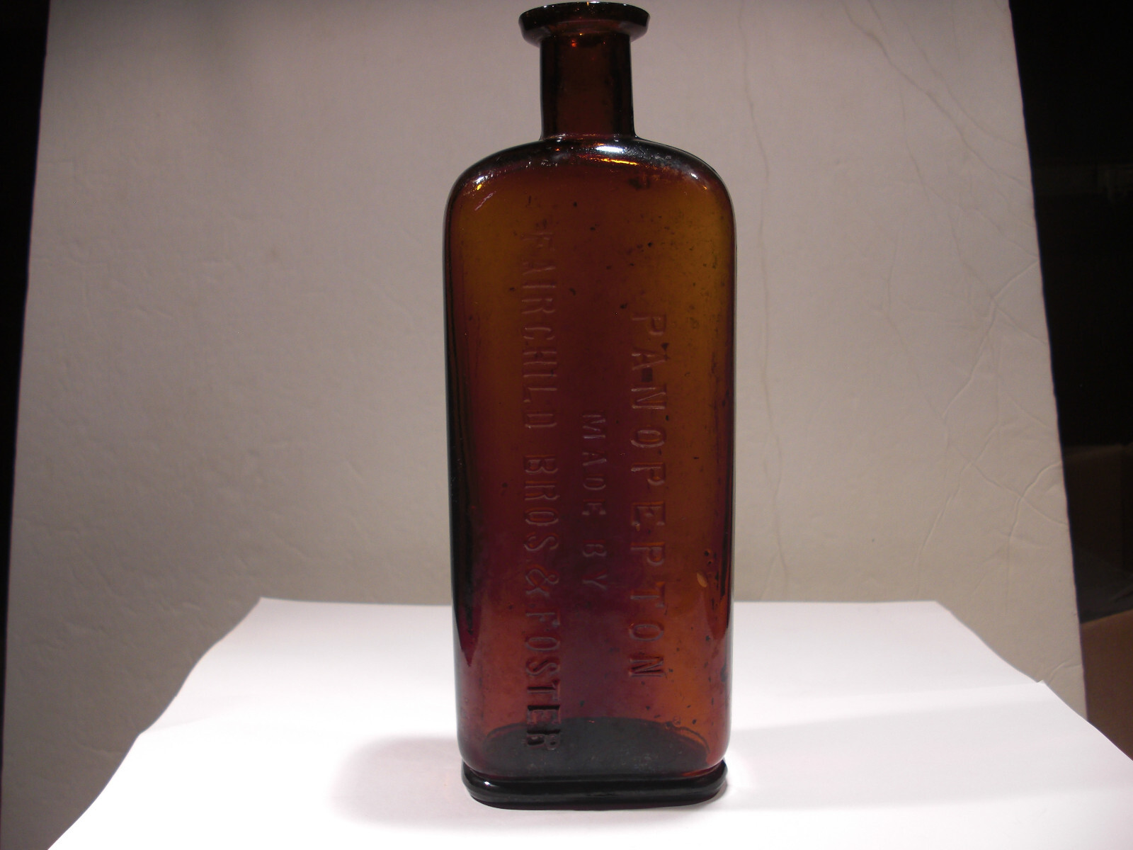 antique medicine bottle panopepton made by fairchild bros & foster