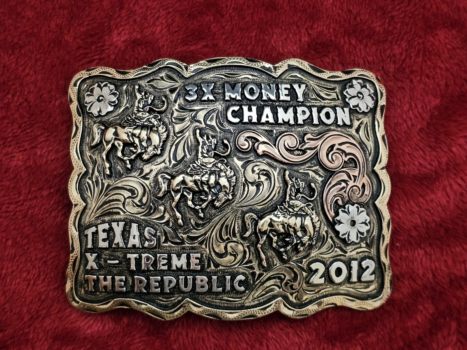 Texas Republic Bronc Riding Rodeo Champion☆2012☆X~TREME☆TROPHY BUCKLE☆☆Rare☆588