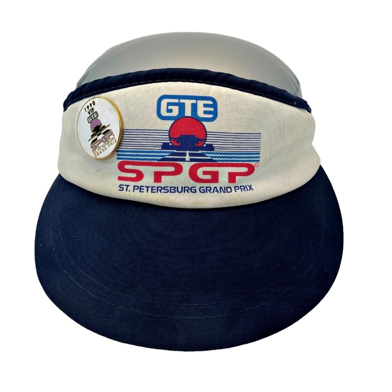 Vintage 1990 St. Petersburg Grand Prix Hat sun visor w/Bonus Pin Adjustable