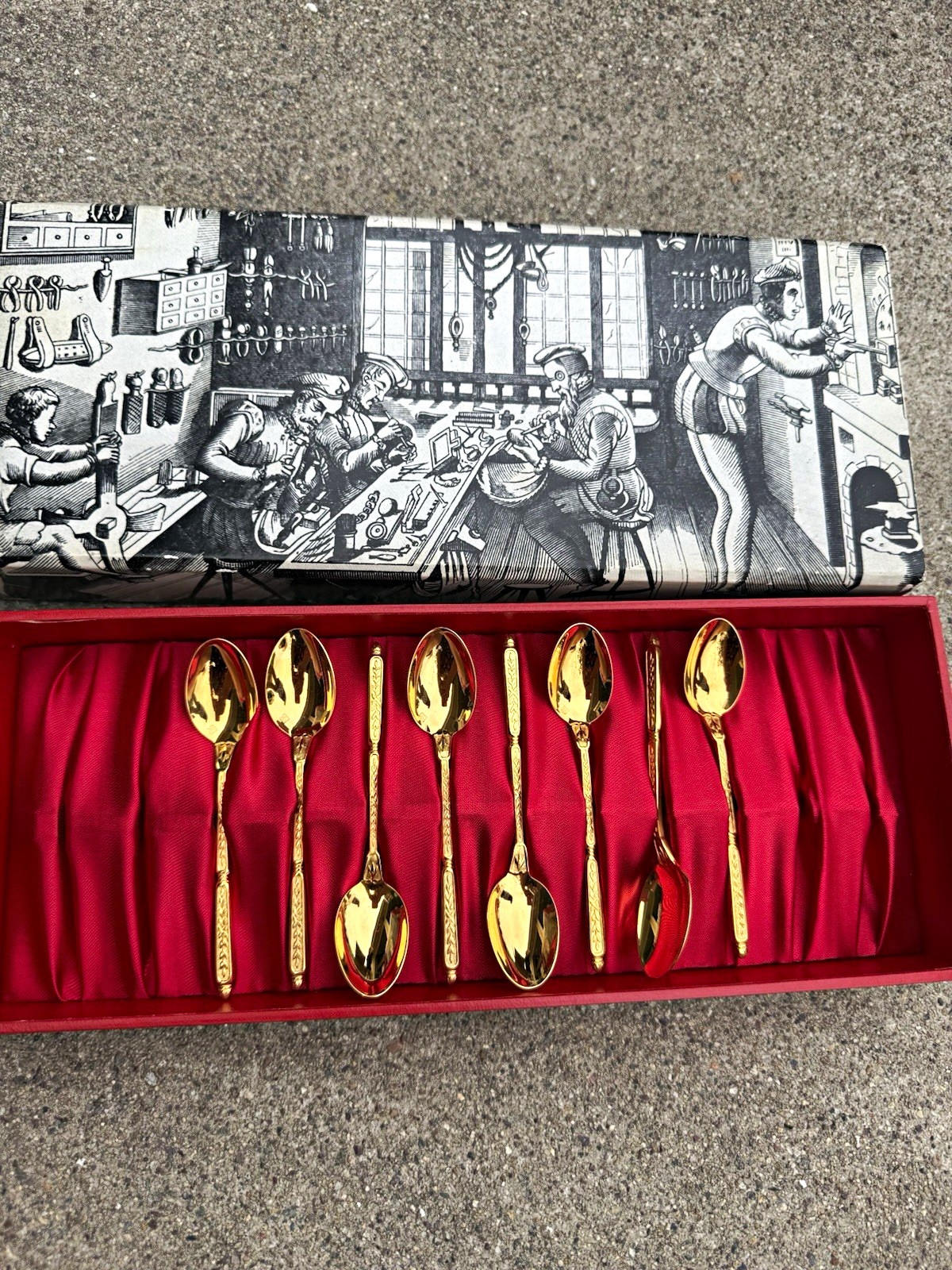 Vintage Christofle Alfenide Gilded Gold Plated Demitasse Moka Spoons - Set of 8