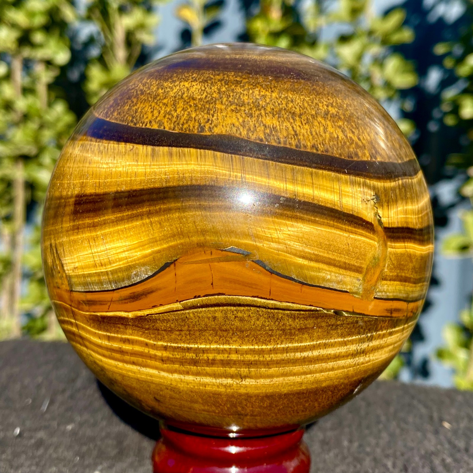 2.55LB Large Natural Tiger's Eye Ball Quartz Crystal Sphere Gem Healing Décor